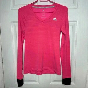 Adidas Supernova Shirt V-Neck Long Sleeved Pink &  Black Size Small